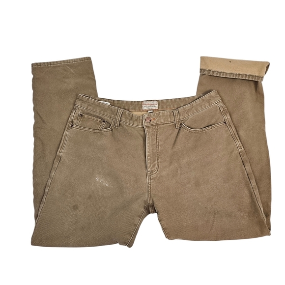 Weatherproof Vintage Tan Canvas Fleece Lined Pants Workwear Size 38x34‎ Men's H5 - Picture 11 of 12